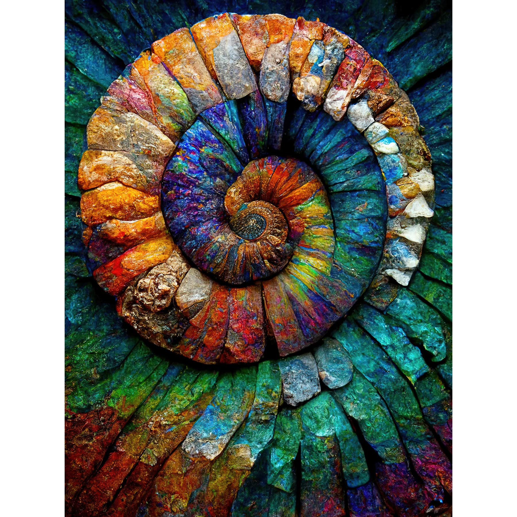 Doppelganger33 LTD Bright Multicoloured Ammonite Fossil Large Wall Art Poster Print Thick Paper 18X24 inch
