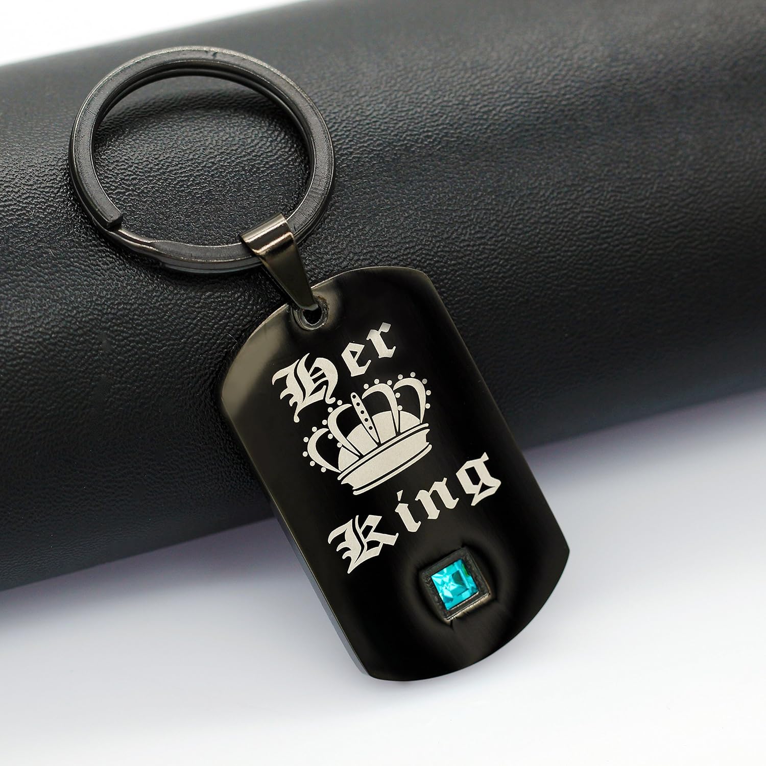 Uloveido Mens and Womens His Queen and Her King Black Stainless Steel Key Ring for Couples SN129, Black, Gold - Image 4