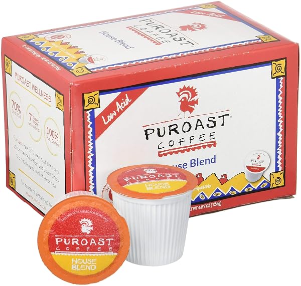PUROAST LOW ACID COFFEE| HOUSE BLEND SINGLE SERVE PODS | MEDIUM ROAST | HIGH ANTIOXIDANTS & HIGH PH |NO BITTER AFTERTASTE | REDUCED HEARTBURN & GERD FRIENDLY | 12 COUNT – COMPATIBLE WITH KEURIG BREWER
