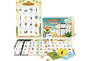 EDUMAETRIX Mexican Loteria Bingo Board Game, Bilingual English Spanish, 24 Game Sheets with 6 Designs for Kids Ages 5+, Adults & Seniors Learning Game for Classroom, Parties & Family Night