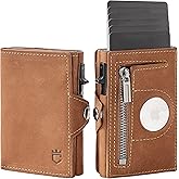 Gemonklee Men's Slim Wallet, Brown 3.0, 100% Full Grain Leather, RFID Protected, Airtag Wallet Holder, 3" L x 4" W x 0.8" H