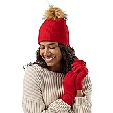 Fishers Finery Women's 100% Cashmere Pom Hat and Glove Set; with Gift Box