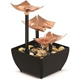Homedics Tabletop Water Fountain, 3 Tier Indoor Waterfall Fountain with Natural River Rocks, Quiet Pump for Relaxation, Zen H