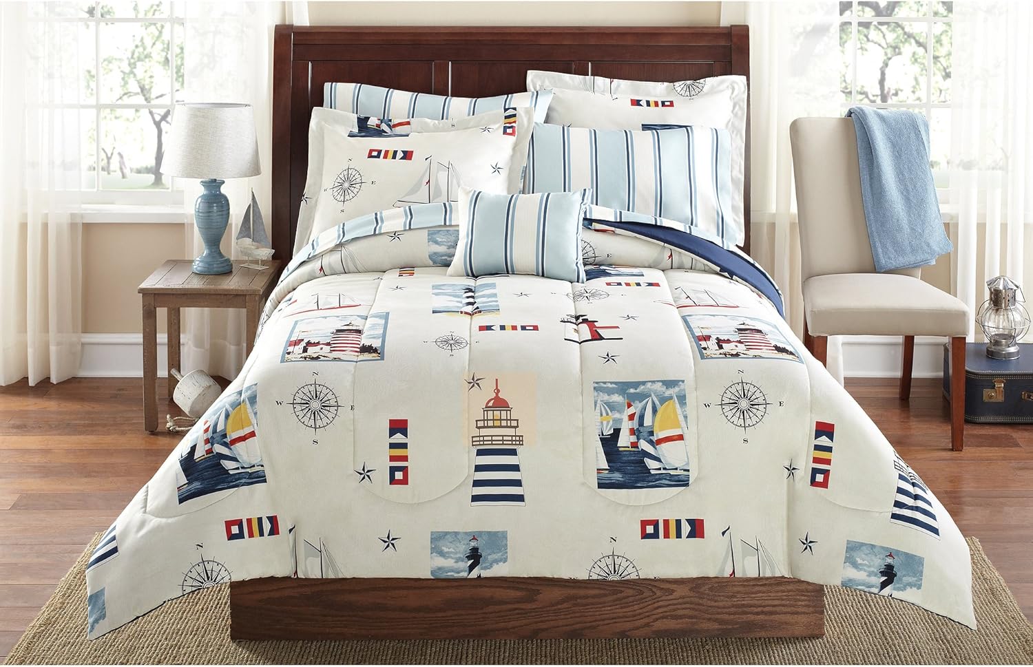 Lighthouse, Sailboat, Nautical King Comforter Set (8 Piece