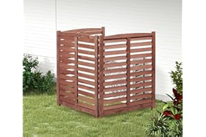 MEDERLO 3-Panel Outdoor Air Conditioner Fence Screen, Outside Wood Privacy Fence, 32" W x 38" H