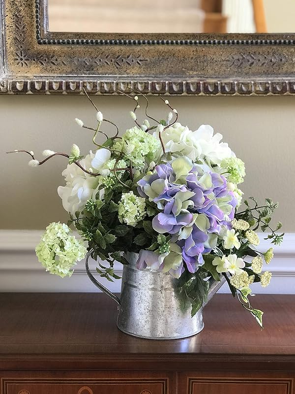 Amazon.com: Hydrangea Farmhouse Centerpiece, Rustic Floral Arrangement