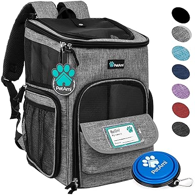 PetAmi Pet Carrier Backpack for Small Cats, Dogs, Puppies | Ventilated Structured Frame, 4 Way Entry, Safety and Soft Cushion Back Support | Collapsible for Travel, Hiking, Outdoor