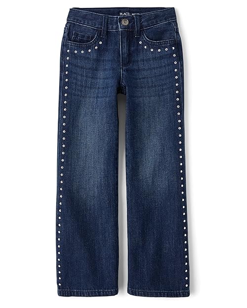 The Children's Place,Girls,Wide Leg Jeans,Amble Wash Side Stud,6