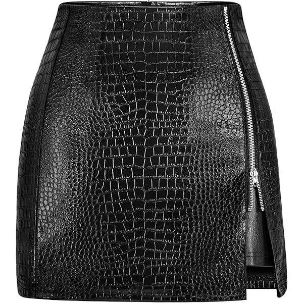 Amazon.com: Scacto Women's PU Leather Skirt High Waist Zipper Side