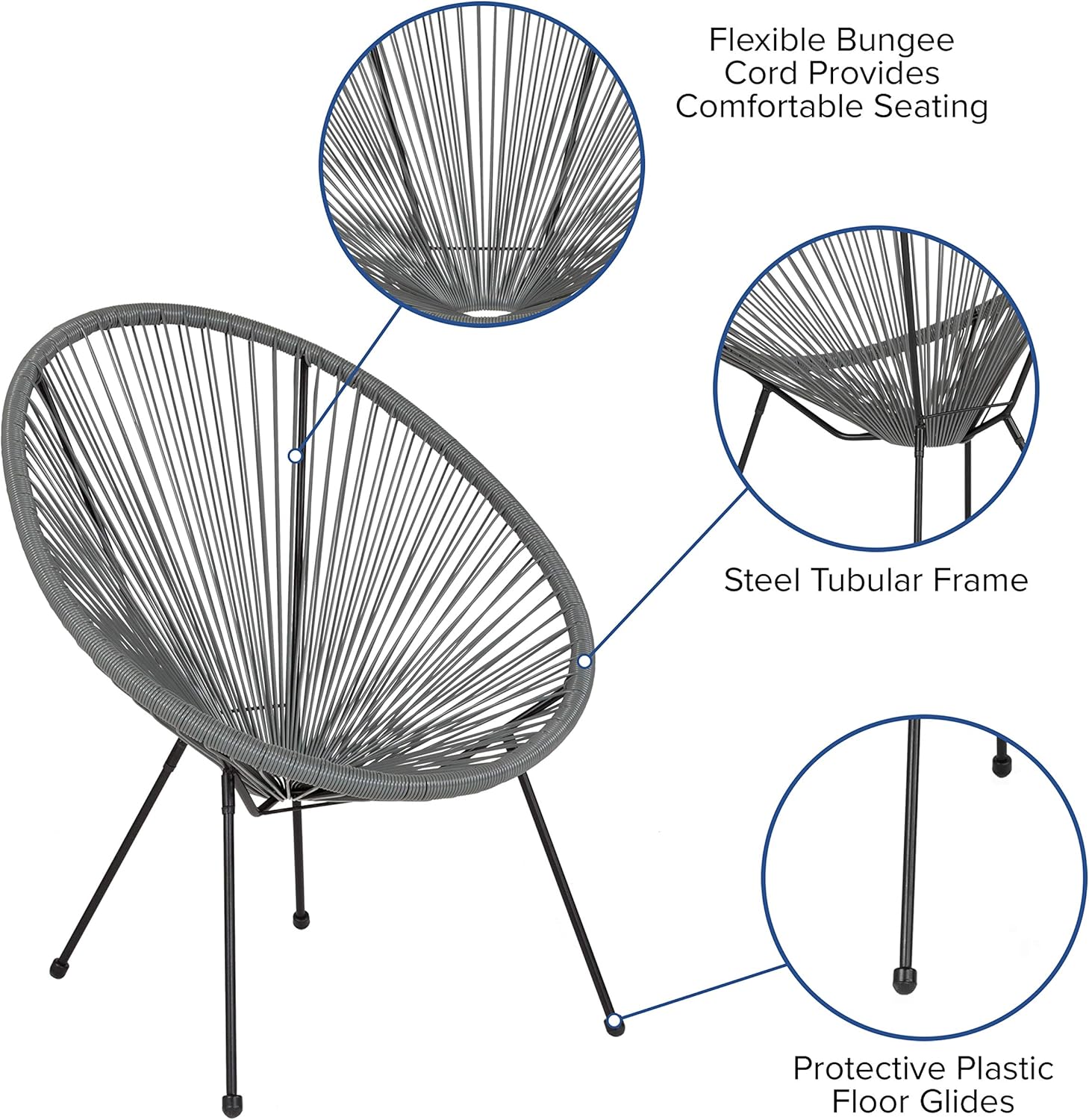 Flash Furniture Valencia Oval Comfort Series Take Ten Grey Rattan Lounge Chair: Furniture & Decor