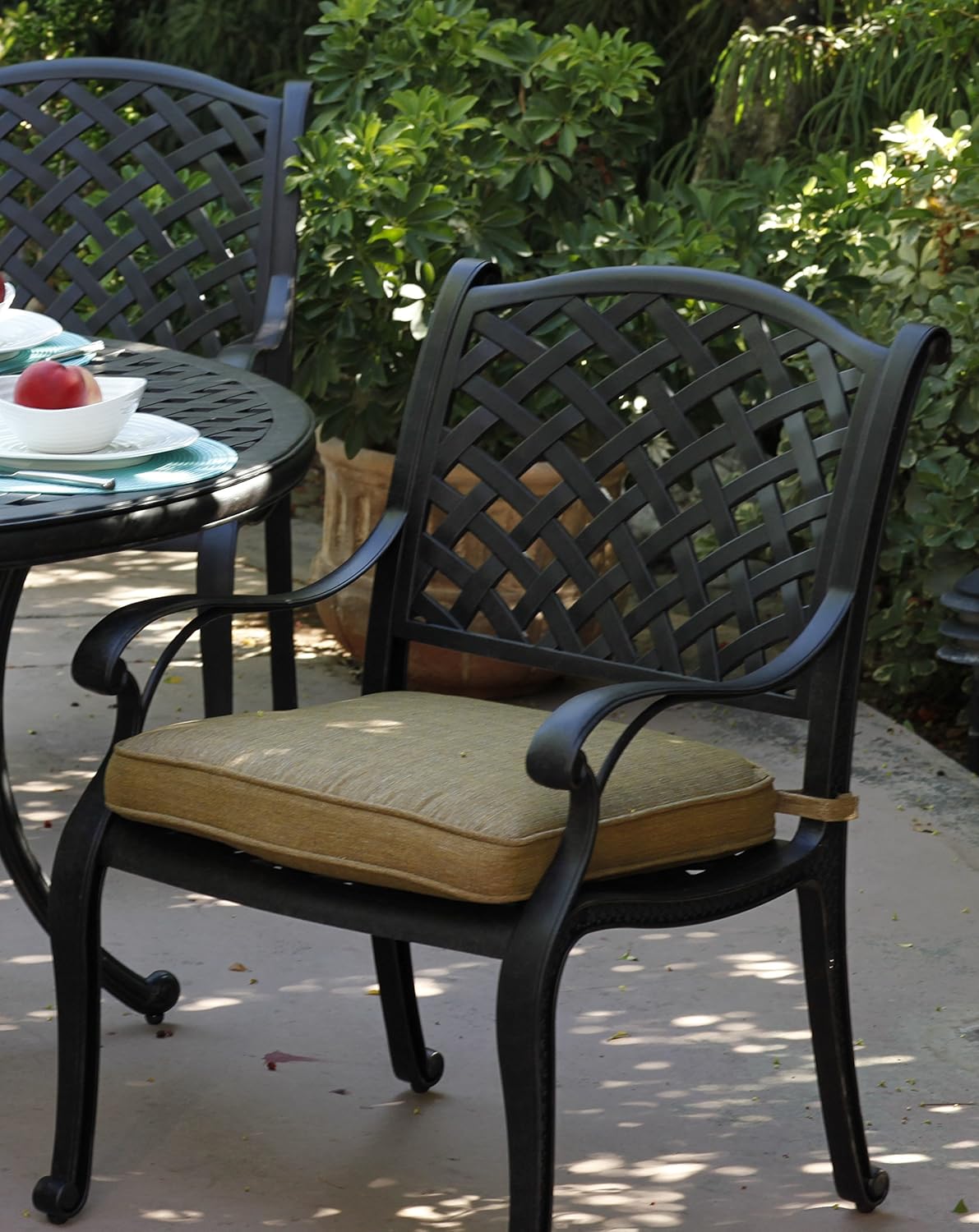 darlee patio furniture replacement cushions on Darlee Nassau Cast Aluminum 5 Piece Dining Set With Seat Cushions And 48 Inch Round Dining Table Antique Bronze Finish Amazon In Garden Outdoors