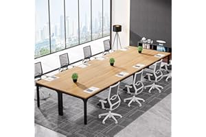 Tribesigns 78.74-Inch Conference Table Set,13FT Conference Room Table, Large Rectangle Meeting Seminar Tables Set,Long Business Tables (Chair not Included) (4, Natural+Black, 4 Pack)