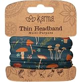 Karma, Thin Headband for Women, Fabric Headband and Stretchy Hair Scarf, Mushroom