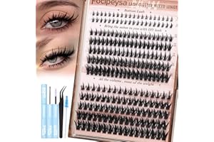 Focipeysa Manga Lash Clusters Kit Spike Lash Extensions Kit 50D 80D Cluster Lashes10-16mm Clusters Lash Extension Wispy Thick