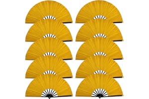 SIISSAPEKSID 10 PCS Boots on The Ground Fan, Clap Fans for Line Dancing, 13" Glitter Large Rave Fans,Folding Clack Handheld Foldable Hand Fan for Dance, EDM Music Festivals & Parties(Golden)