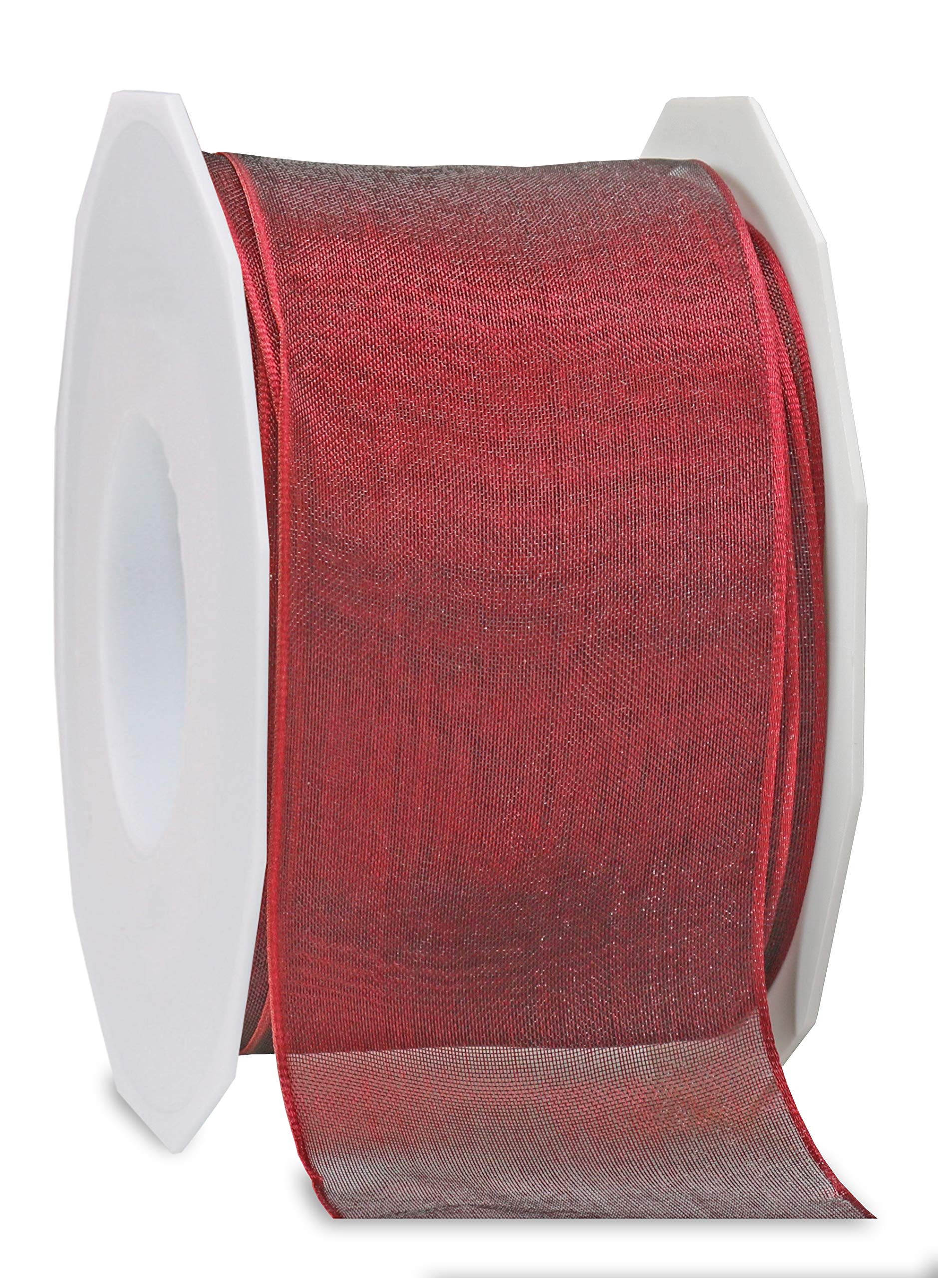 Präsent - Four Seasons Organza Wired Edge Ribbon Bordeaux 60 mm Width, 25 m Length — image 1