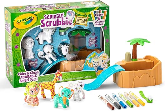 Amazon.com: Crayola Scribble Scrubbie Safari Animales Juego de bañera de juguete creativo de color y lavado, regalo para niños de 3, 4, 5, 6: Toys \u0026 Games