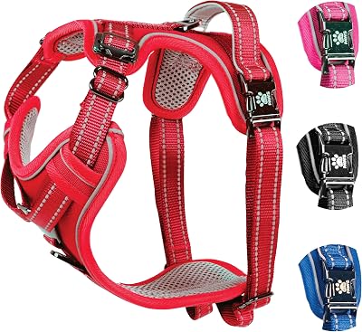 Elite Paws Premium Metal Buckle Dog Harness Red Medium