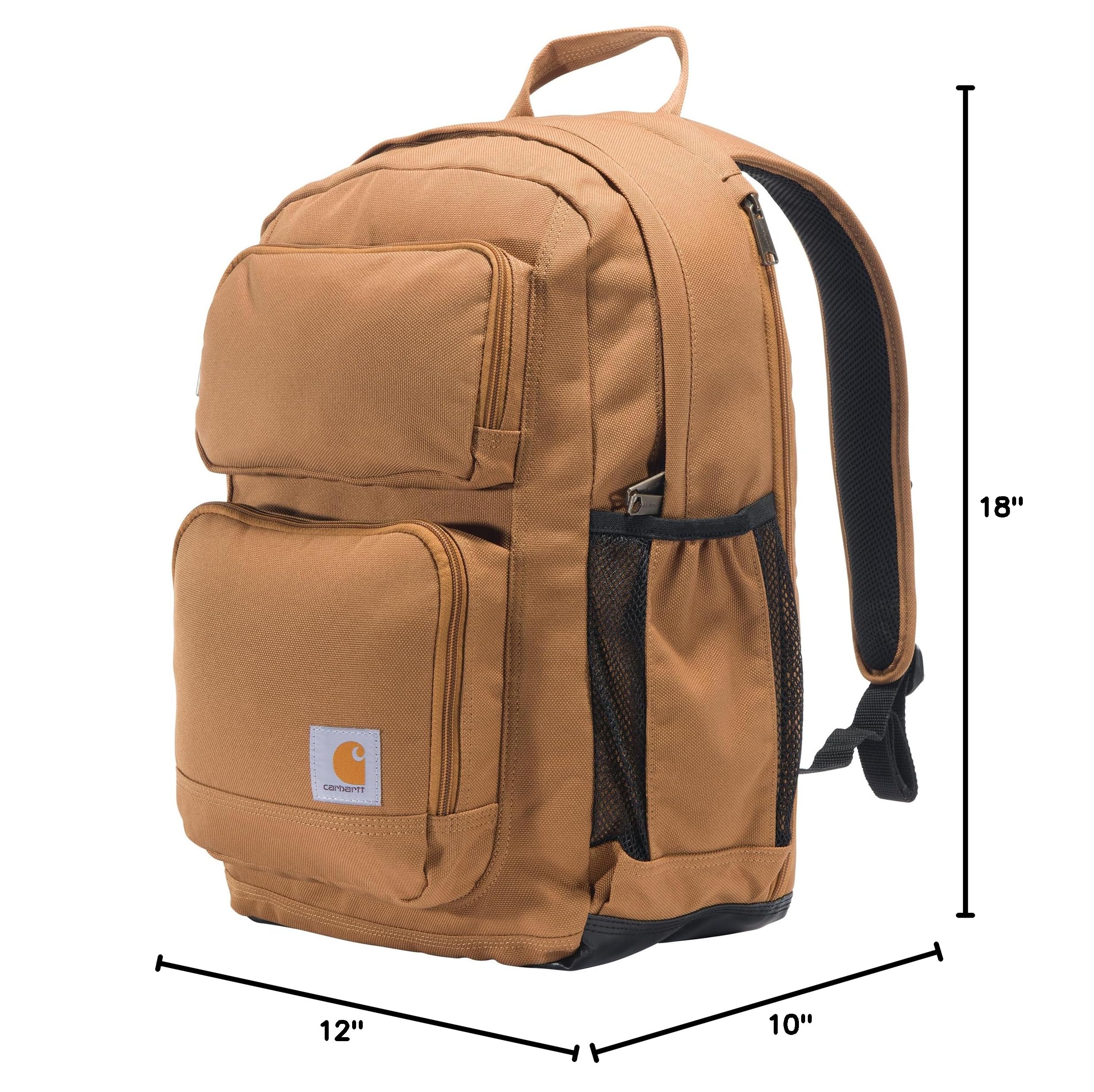 Carhartt 28L Dual-Compartment Backpack, Durable Pack with Laptop Sleeve and Duravax Abrasion Resistant Base, Carhartt Brown