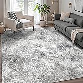 GENIMO Washable Area Rugs for Living Room, 8x10 Modern Non Slip Rugs, Low Pile Lightweight Soft Print Rug for Bedroom, Dining Room, Home Office, Grey