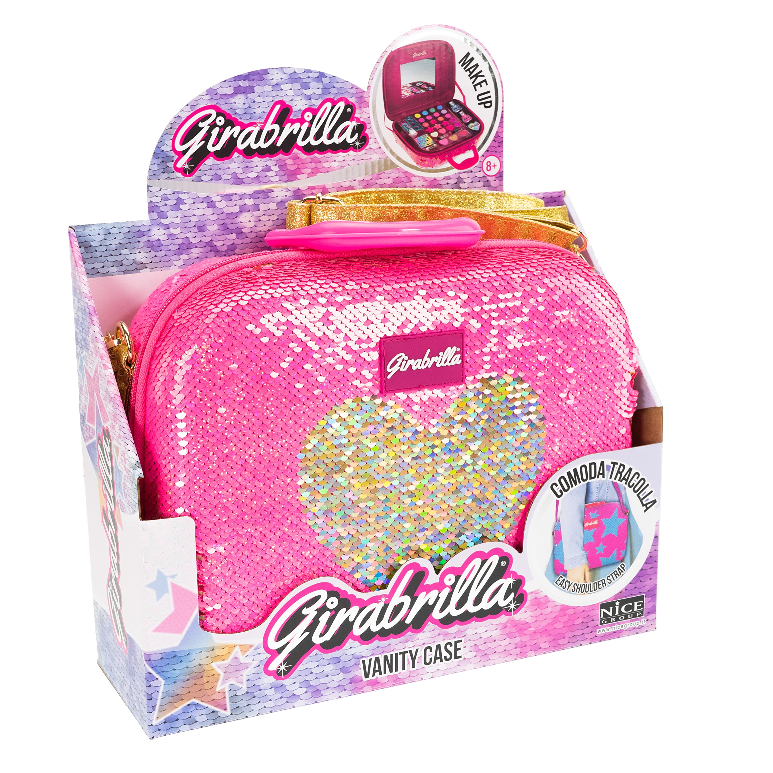 Nice Group - Girabrilla Make Up Case - Makeup Case 02550C - Pink Heart Gold