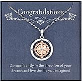 IDASANY Graduation Gifts for Her 2025 Inspirational Spin Compass Pandant Necklace for Women Friends, High School College Encouragement Graduation Gifts with Giftbox