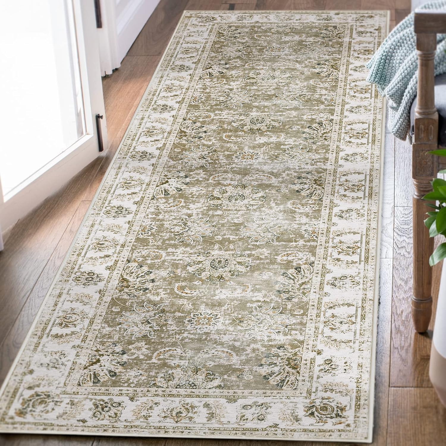 Rugs, Pads & Protectors - jinchan Runner Rug 2x5 Taupe Kitchen Washable Rug Vintage Rug Hallway Rug Floral Print Floor Cover Indoor Thin Rug Retro Mat Accent Rug Bathroom Laundry Room Bedroom Office Farmhouse