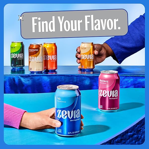 ZEVIA ZERO SUGAR SODA, CAFFEINE FREE COLA, 12 OZ CANS (24-PACK) – NATURALLY SWEETENED, ZERO CALORIE SUGAR FREE SODA – NON-GMO PROJECT VERIFIED, GLUTEN-FREE, VEGAN