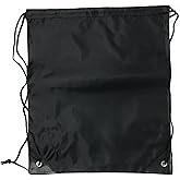 Funiverse Bulk 20 Pack Large Drawstring Backpack - Sports Bag Cinch Sack (Black)