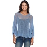 SHU-SHI Poncho Coprispalle Leggero In Maglia Per Donna - Trasformabile Con Volant, Colore Marrone, Taglia Unica, Stile Boho Chic