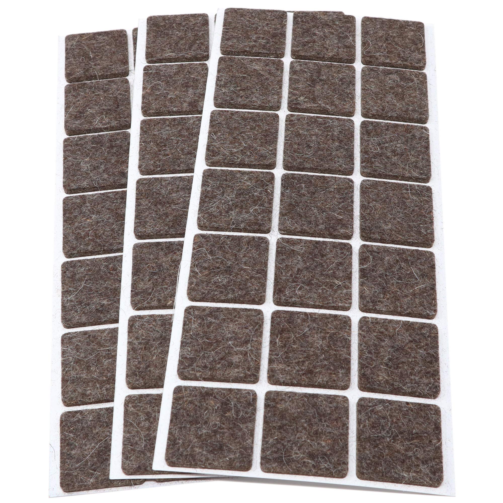 Adsamm® / 63 x self-adhesive wool felt pads / brown / 30x30 mm / square / 3 mm thick extra soft natural stick-on felt furniture glides / furniture protective pads