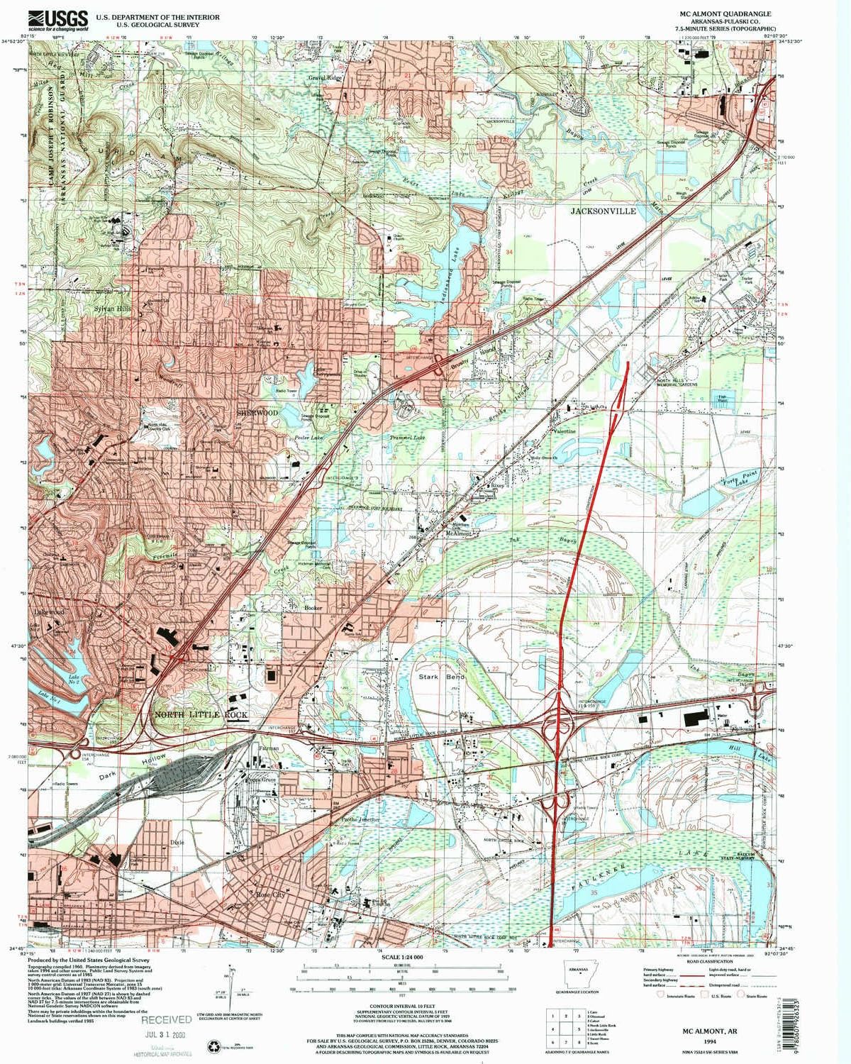 YellowMaps Mc Almont AR topo map, 1:24000 Scale, 7.5 X 7.5 Minute, Historical, 1994, Updated 2000, 26.7 x 22 in