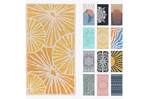 FESHKA Sand Free Turkish Beach Towel (37 x 67) Quick Dry Bath Towel, Oversized Beach Blanket, Lightweight for Travel - Made with 100% Organic Turkish Cotton - Summer Solstice (Yellow/Orange)