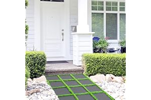 Candockway Grass Door Deck Tiles, 27 Pack Grass Front Door Mats Outdoor, Real Fake Grass Rug for Entrance Garden Porch Yard, Home Decor(12"x12")
