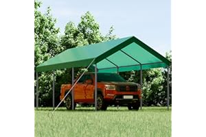 Shintenchi 10x20ft Heavy Duty Carport with UV Resistant Canopy, Powder-Coated Steel Frame, Easy to Assemble Portable Garage, Stable Carport for Car, Bike, Camp, Outdoor Storage