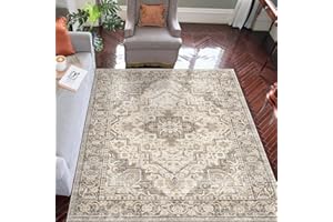Fortsea Area Rug 5x7 Rugs for Living Room, Area Rugs Washable Rugs, Vintage Rug for Bedroom Dinning Room, Home Decor Living Room Area Rugs (Brown Beige 5X7)