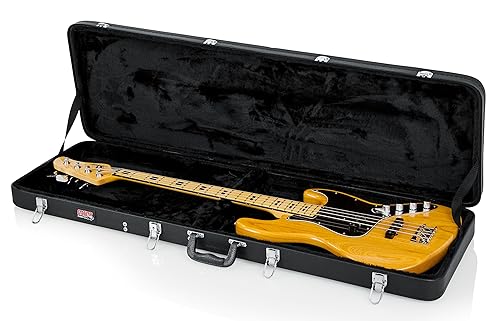 Gator Cases Hard-Shell Wood Case for Electric Bass Guitar; Fits