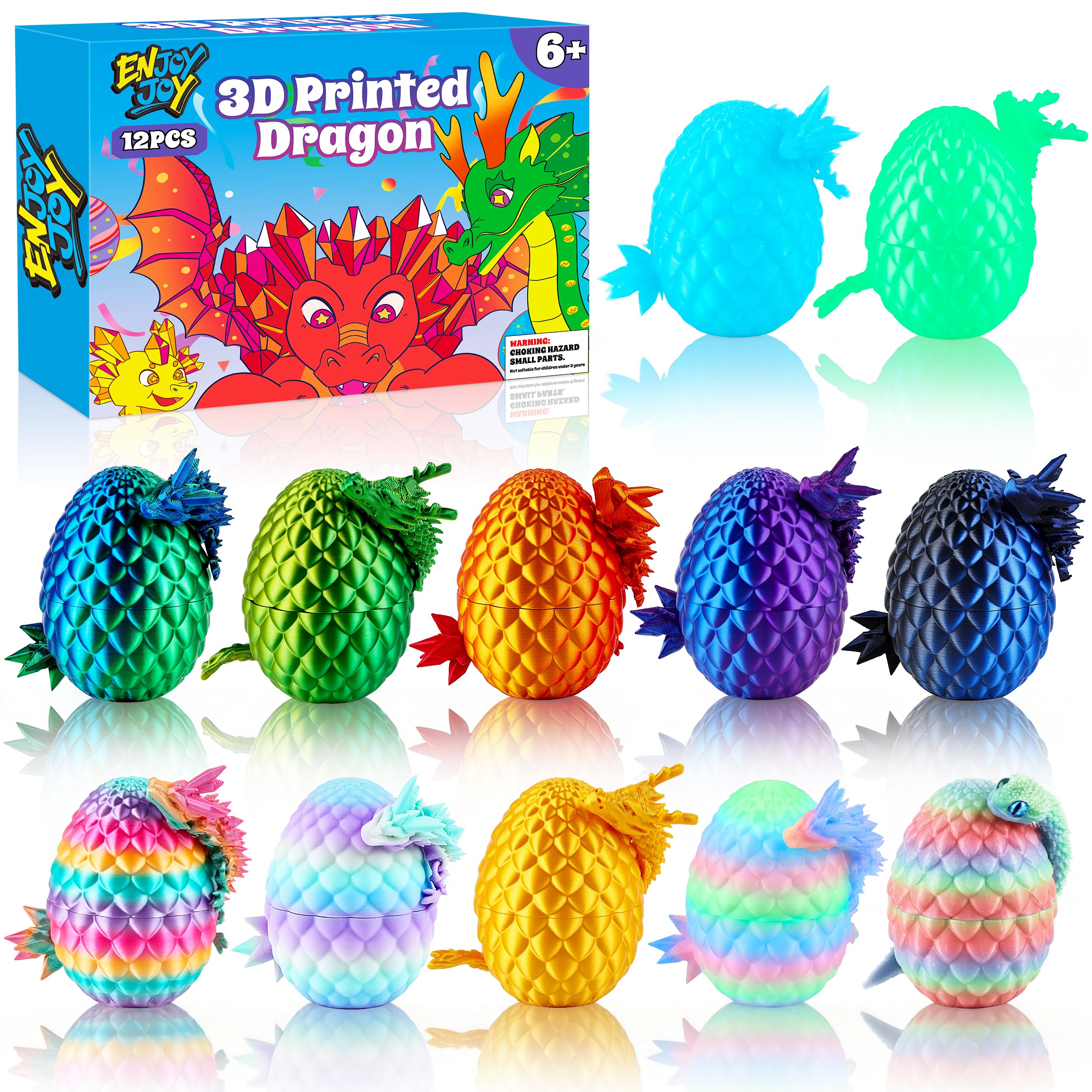 View 1 of **MISSING SEVERAL PARTS**
ENJOYJOY 12PCS 3D Printed Dragon Eggs, Prefilled Easter Eggs for Easter Basket Stuffers, Unique Surprise 3D Printed Animals Fidget Toy, Ideal Easter Basket Essentials for Kids Girls Boys Gifts