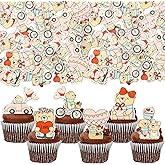 Ephlyn 48Pcs Edible Bear Valentine's Day Cupcake Toppers Sweet Love Heart Bear Cake Decorations Edible Bear Cupcake Picks for Valentine's Day Theme Birthday Party Supplies