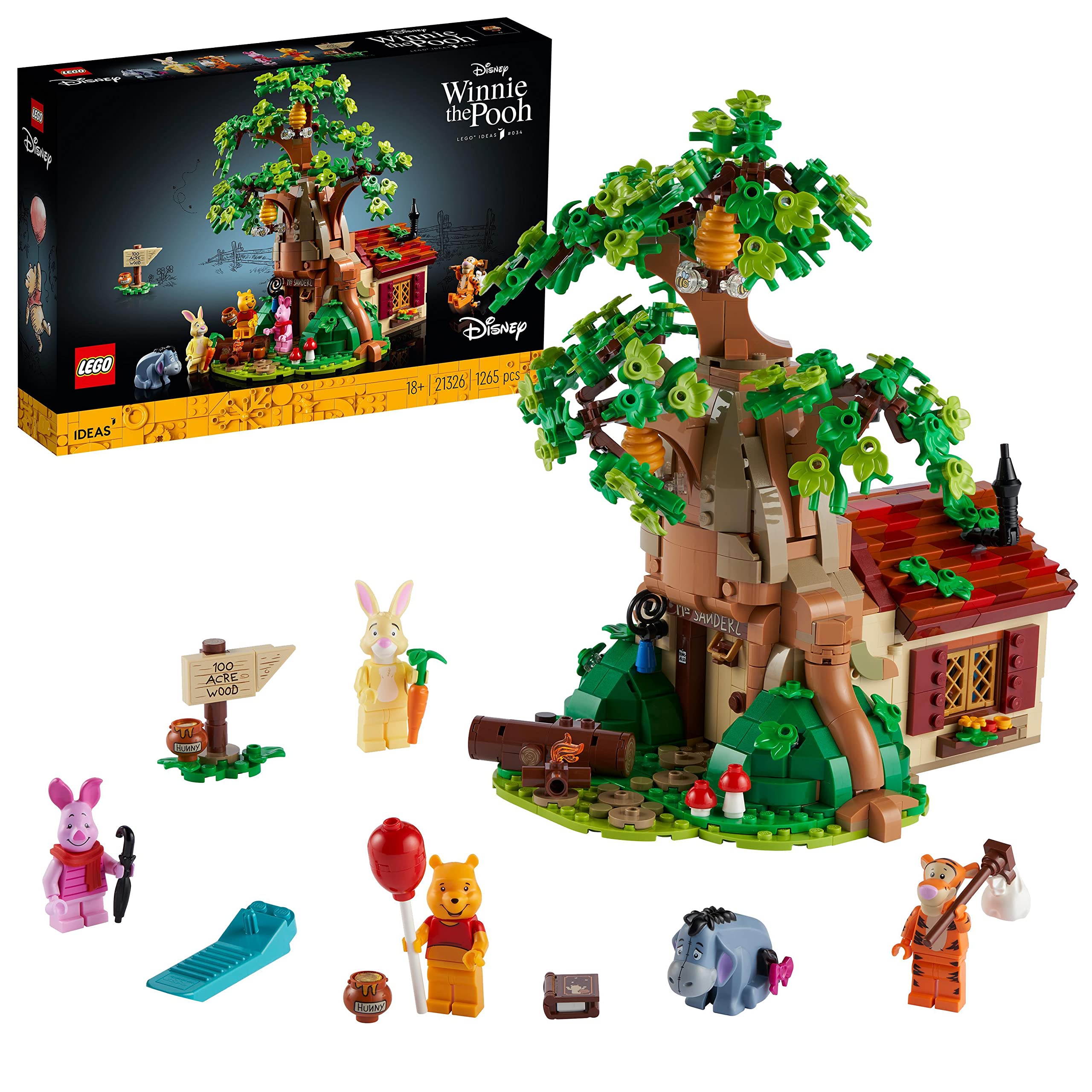 LEGO 21326 Ideas Ensemble LEGO Disney pour adultes Winnie l'Ourson, Maison a exposer, Figurine LEGO Bourriquet, Figurine Porcinet