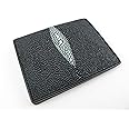 PELGIO Genuine Stingray Skin Leather Business Credit Card Holder Wallet Black