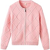 UMELOK Girls Cardigan Sweater Full Zip-Up Long Sleeve School Uniform Cotton Fall Jacket 6-14Y