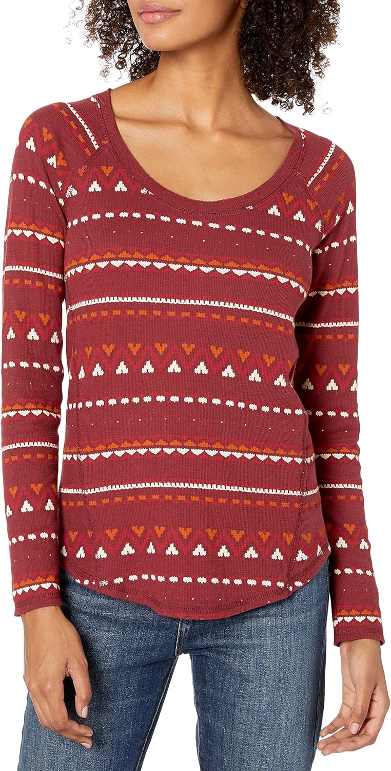 Lucky Brand Women's Multi Fair Isle Thermal Top Shirt Amazon.co.uk