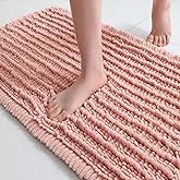 FLOLEOPA Soft Plush Microfiber Bathroom Rugs, Absorbent Bath Rugs Non Skid Machine Wash Dry Bath Mats for Tub,Shower and Bath Room Floor Mats(Coral Pink,17x24 inches)