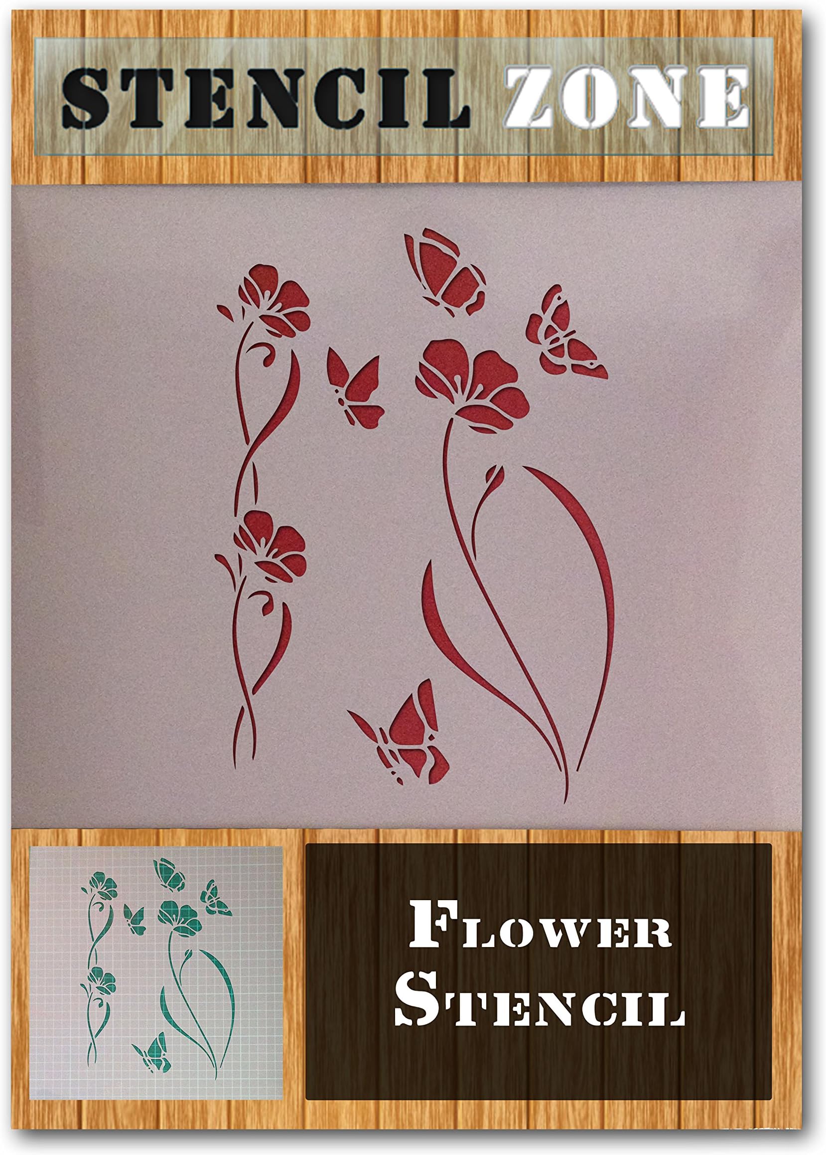 Flower Pattern Plant Garden Mylar Airbrush Painting Wall Art Crafts Stencil 2 (A4 Size Stencil - Small)