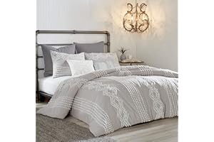 Peri Home Cut Geo 100% Cotton Duvet Cover, King, Grey