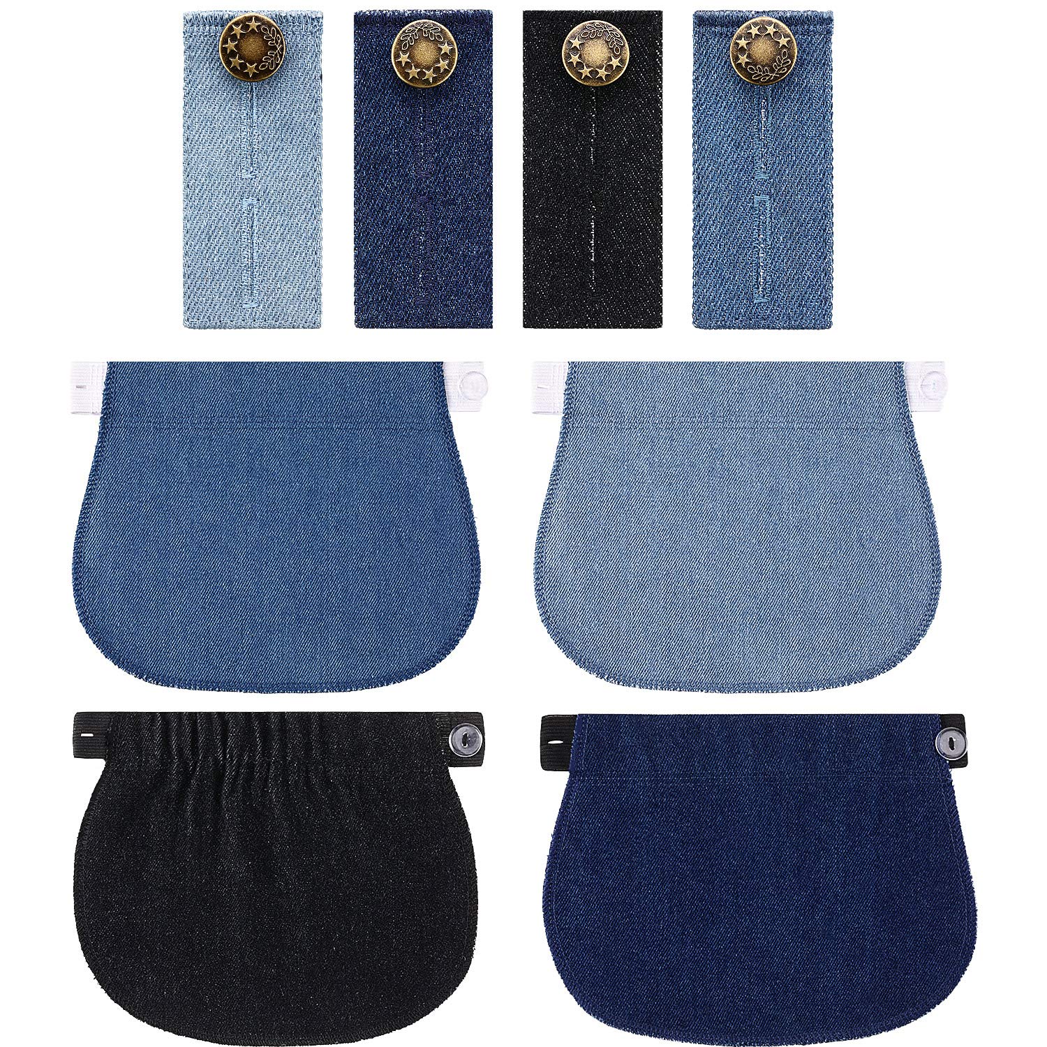 8 Pieces Maternity Pants Extender Elastic Pant Button Extenders Adjustable Waistband Extender for Pregnancy Women Men Jeans Pants Trouser (Assorted Colors)