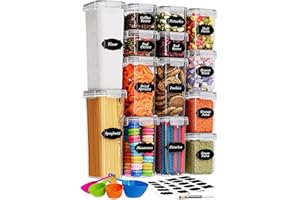 Chef's Path Kitchen Storage Box – Set of 14 Airtight Food Containers – Kitchen and Pantry Organisation – BPA-Free Plastic Food Storage Box – Labels, Marker and Spoons