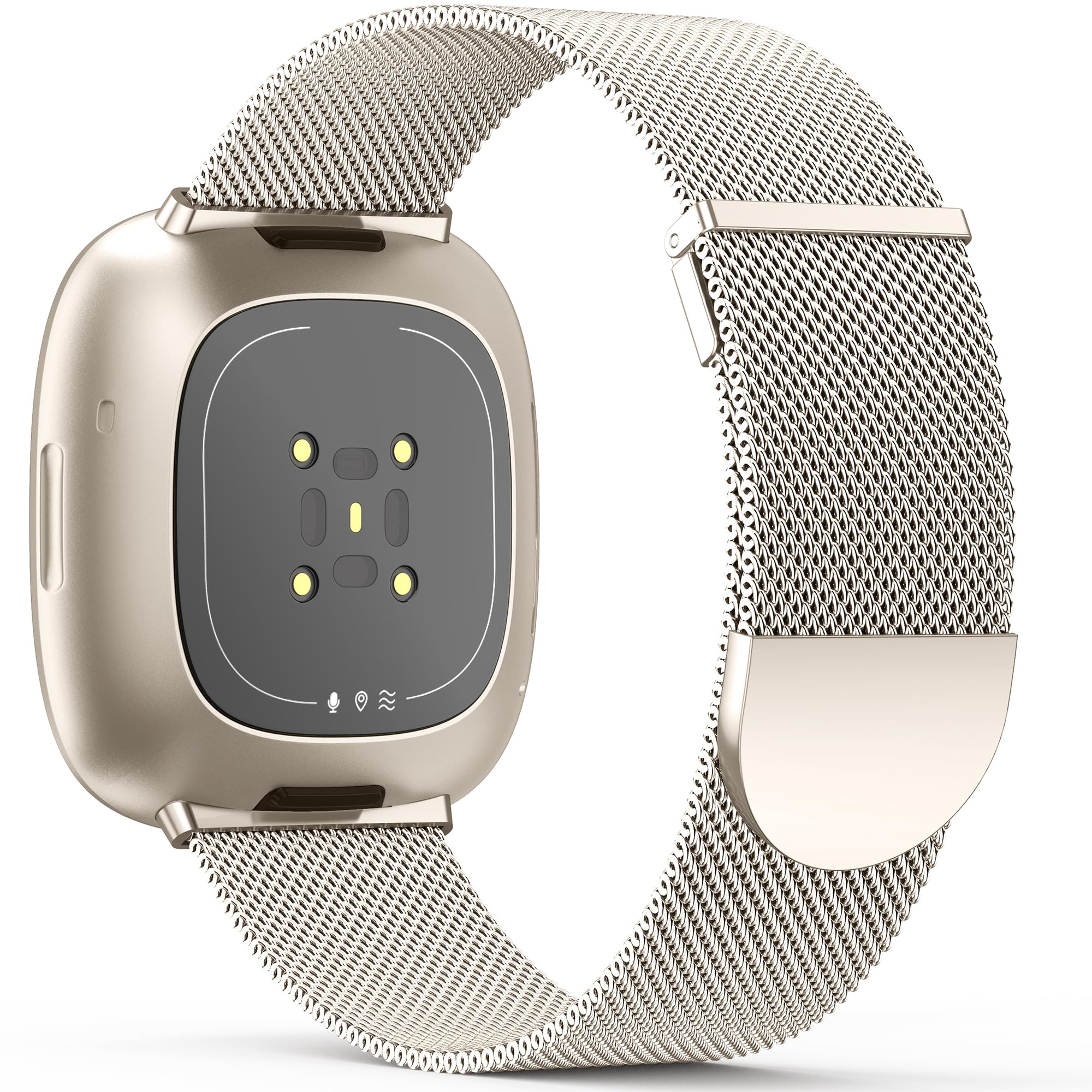 Higgs Replacement Strap Compatible with Fitbit Versa 3/Fitbit Versa 4/Fitbit Sense/Sense 2 Wristband for Men and Women, Dual Magnetic Adjustable Smooth Stainless Steel Metal Bracelets for Fitbit, 20 — image 1