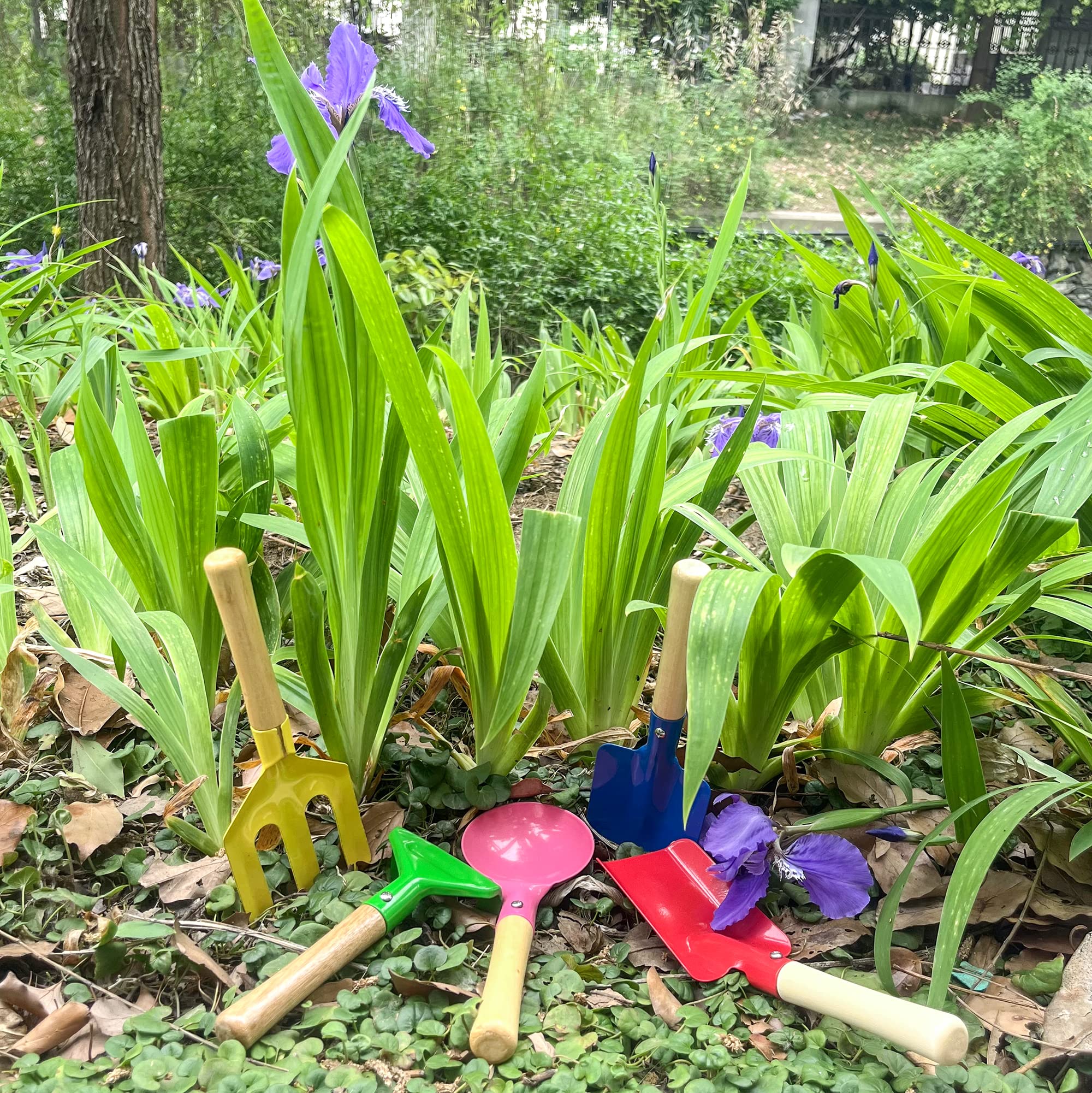 Kids Gardening Tools Set, 5PCS Gardening Tools for Kids Metal with Sturdy Wooden Handle Safe Gardening Tools 8